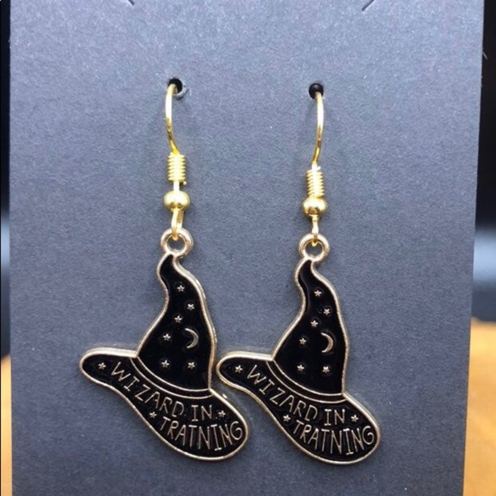 "Wizard in Training" Witches Hat Earrings